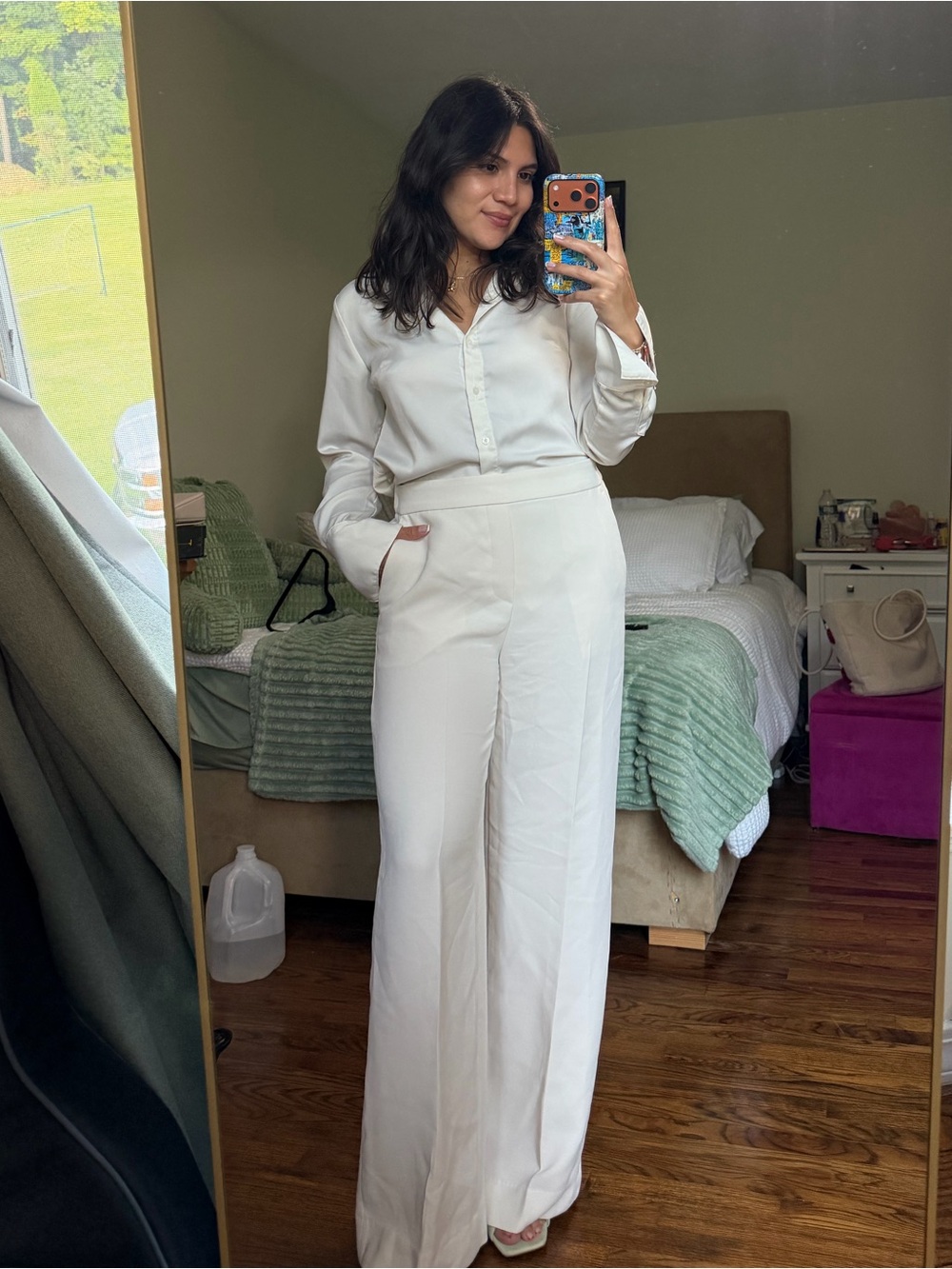Banana Republic Hayden Wide Leg White Dress Pants